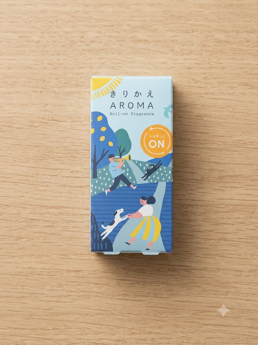 生活の木 きりかえアロマ シャキッとオン ロールオンフレグランスのパッケージ